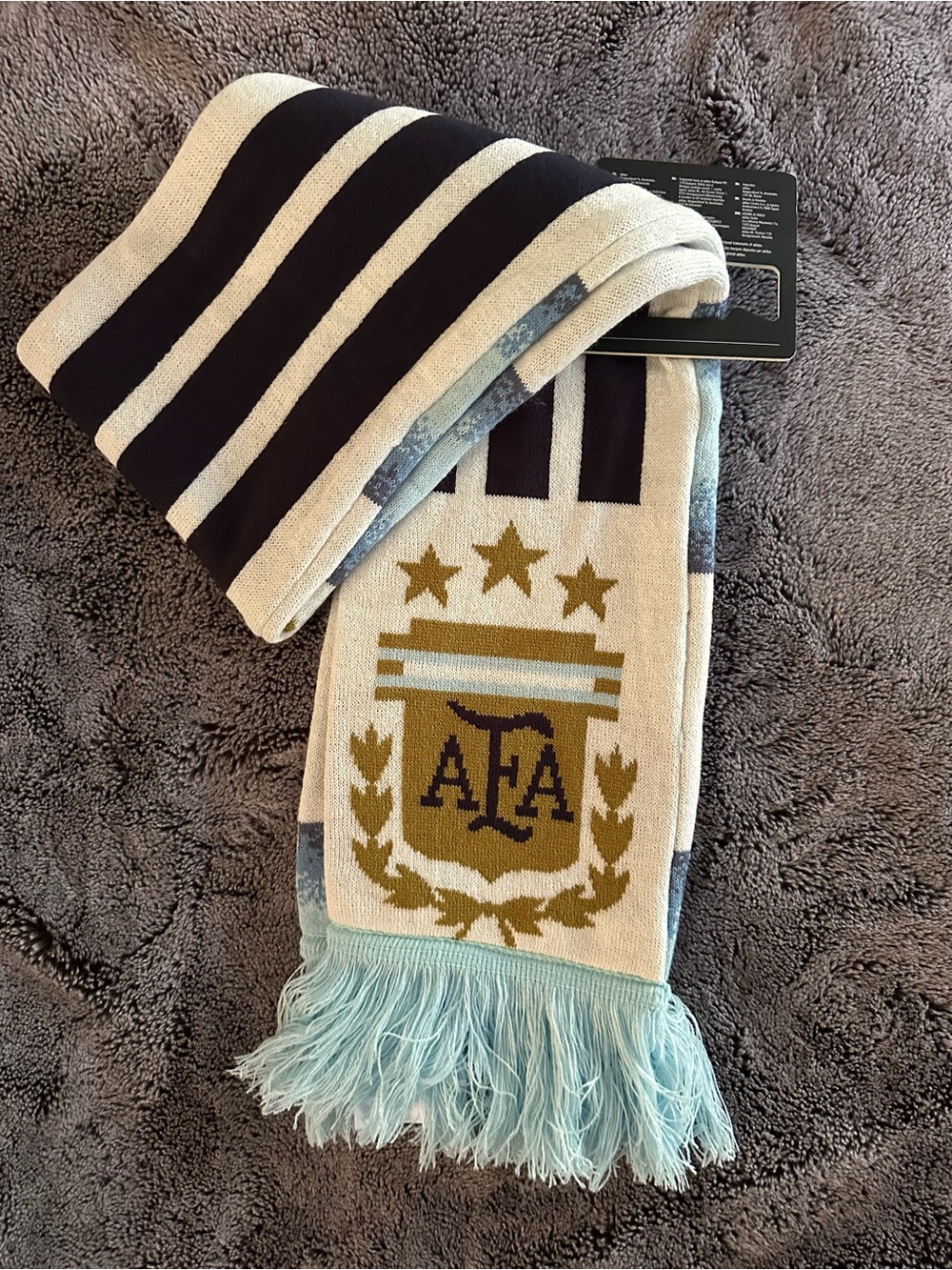 Adidas Argentina World Cup white, Navy & Light Blue Striped Crest Scarf